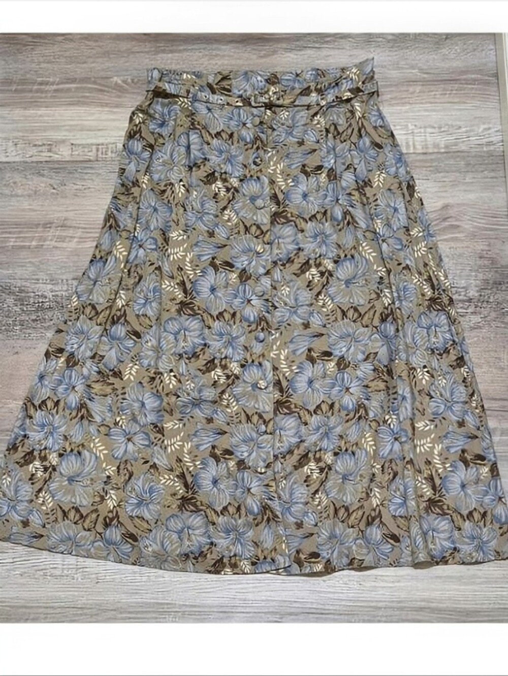 Vintage Sag Harbor Floral A-Line Skirt & Matching Belt Size Medium